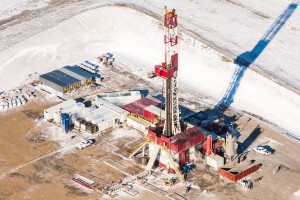 oil rig site in bak ken protected by rig mats