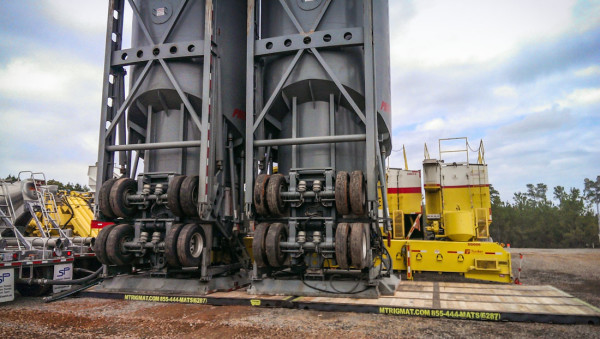 tanks on rig mats in north dakota oilfield bakken formation